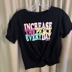 Justice Black Tee with Colorful Graphic